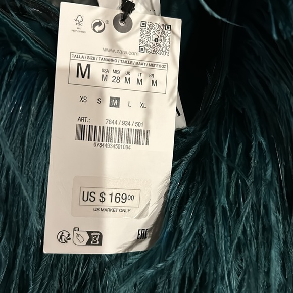 ZARA WOMAN MIDI FITTED SATIN DRESS WITH FEATHERS BOTTLE GREEN 7844/934 NWT - Picture 10 of 10